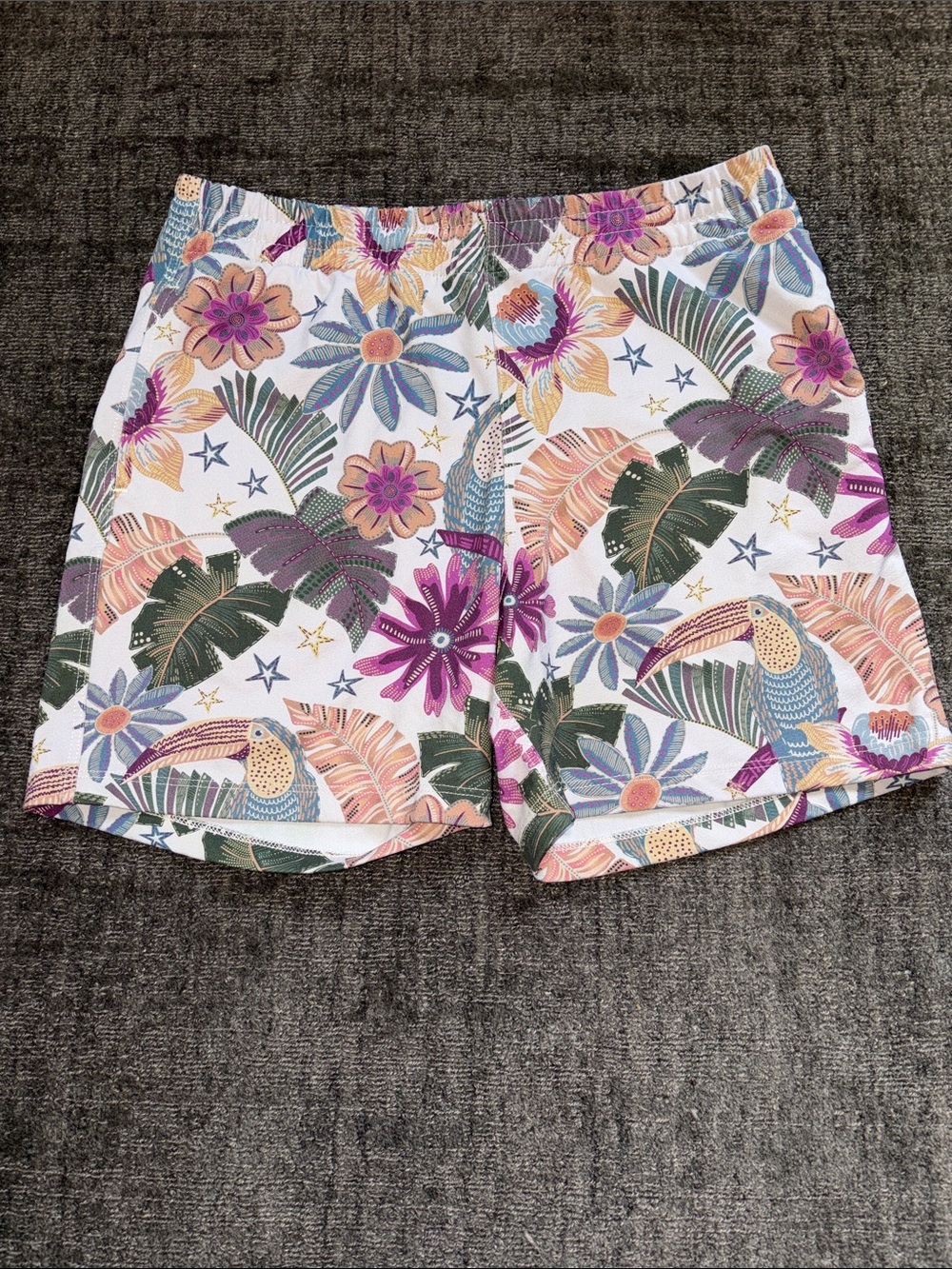 Kids Floral Parrot Hybrid Swim Trunks
